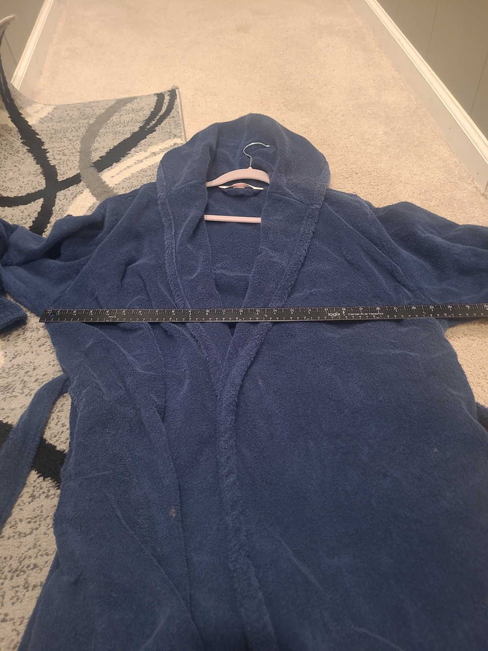 Y2K Victoria’s Secret Navy Blue Long Thick Turkish Terry Cloth Tie Robe M/L - Picture 9 of 12